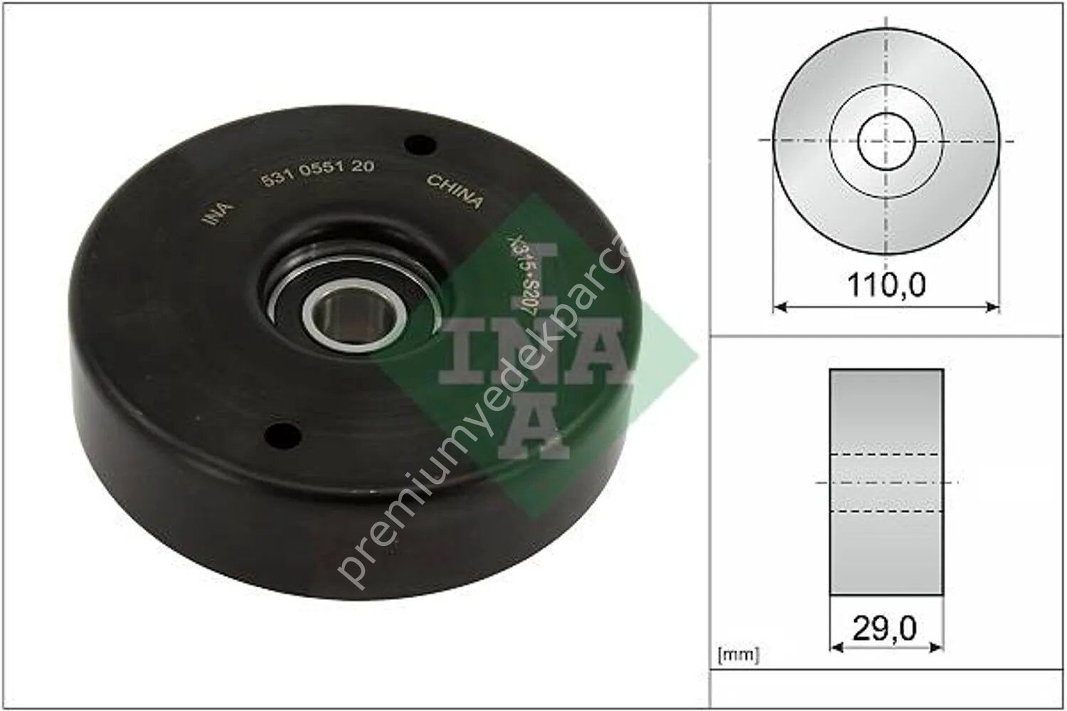INA 531 0551 20 V Kayış Gergi Rulmanı