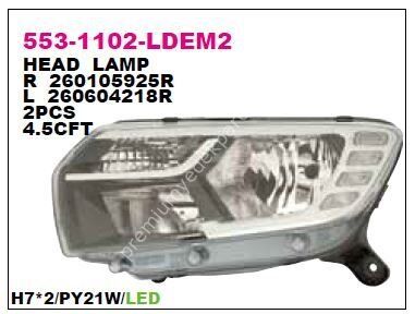 DEPO 551-11A2R-LDEM2 Sağ Ön Far Lambası Çift Optik Motorsuz Symbol Iı StepWay Iı (2012-2015)