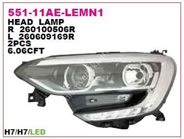 DEPO 551-11AER-LEMN1 Sağ Ön Far Lambası Alt Sırası Ledlı Megane Iv 2016-> Joy Paket
